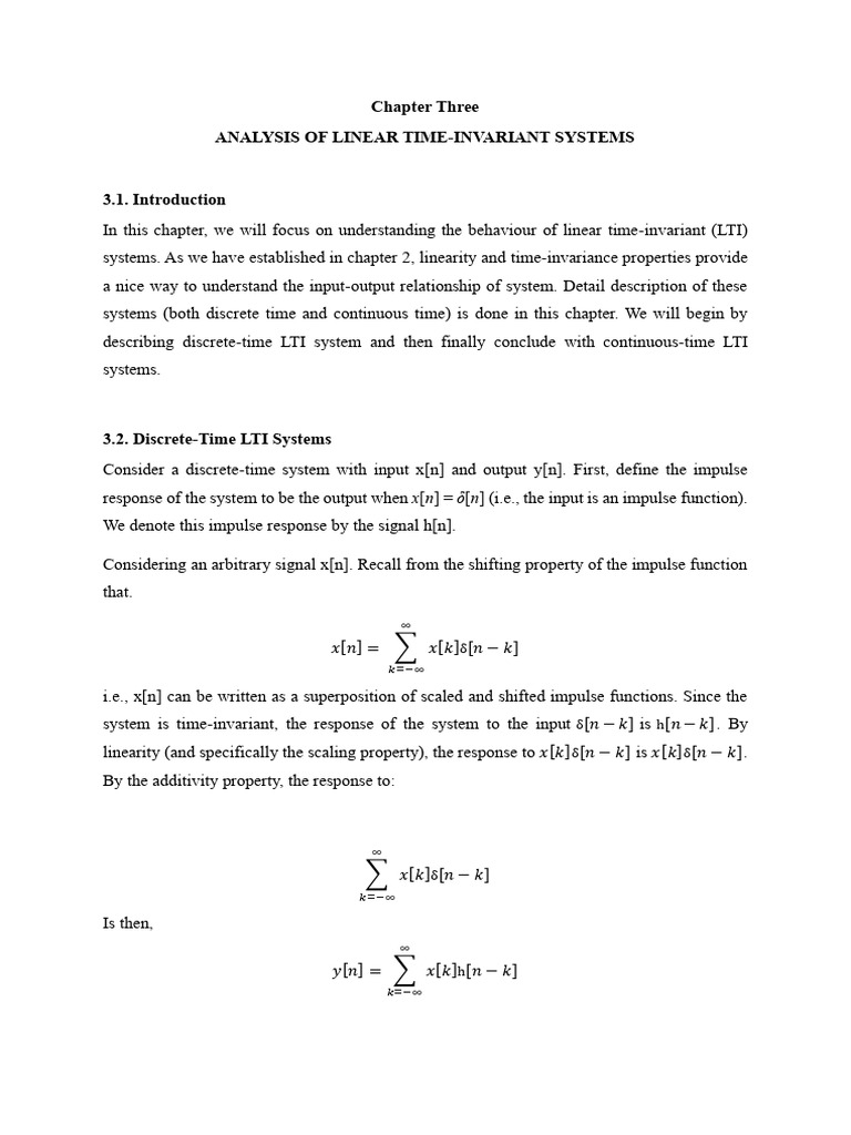 Chapter 3 Analysis of Linear Time Invariant Systems (Complete) | PDF ...