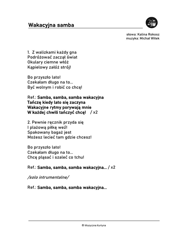wakacyjna-samba-tekst-piosenki-pdf