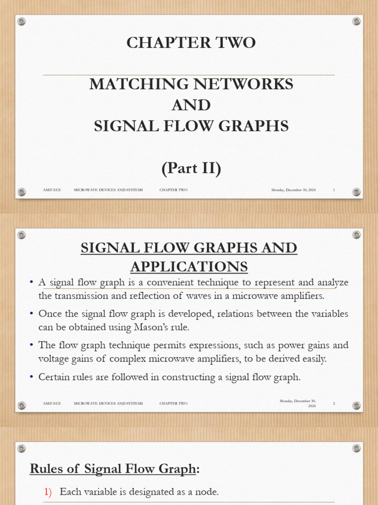 Chapter 2 (Part 2) Matching Networks and Signal Flow Graphs | PDF ...