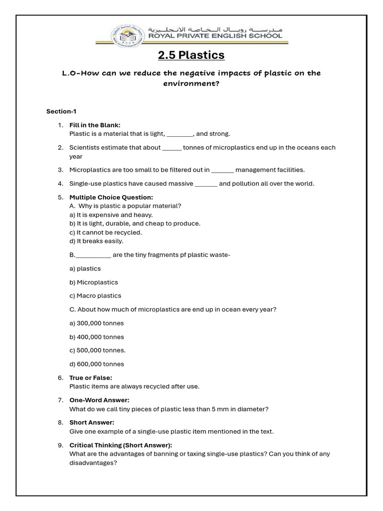 g06 Science 2.5 Plastics | PDF