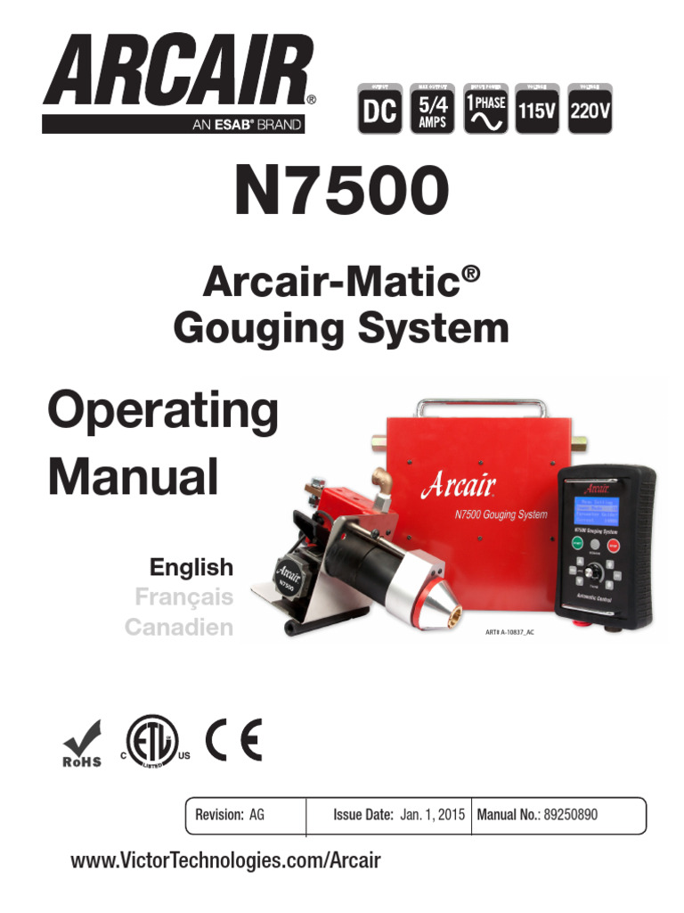 Arcair Automatic N7500 Manual | PDF | Mains Electricity | Welding