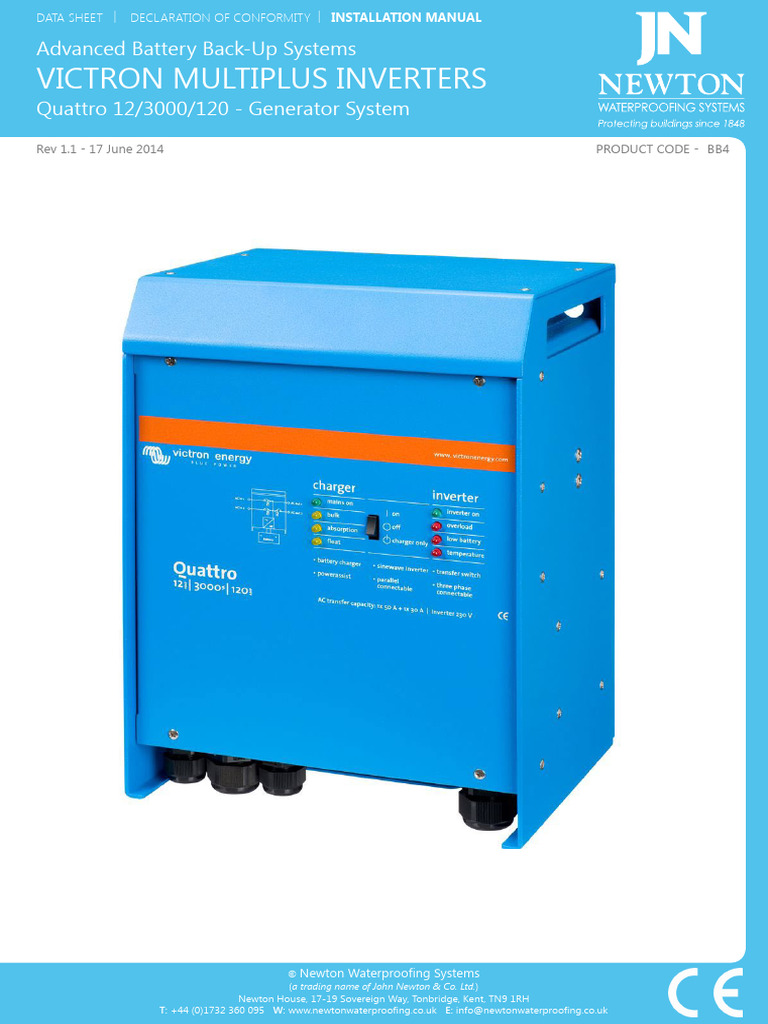 Victron Multiplus Inverter Data Sheet | PDF | Power Inverter | Battery ...