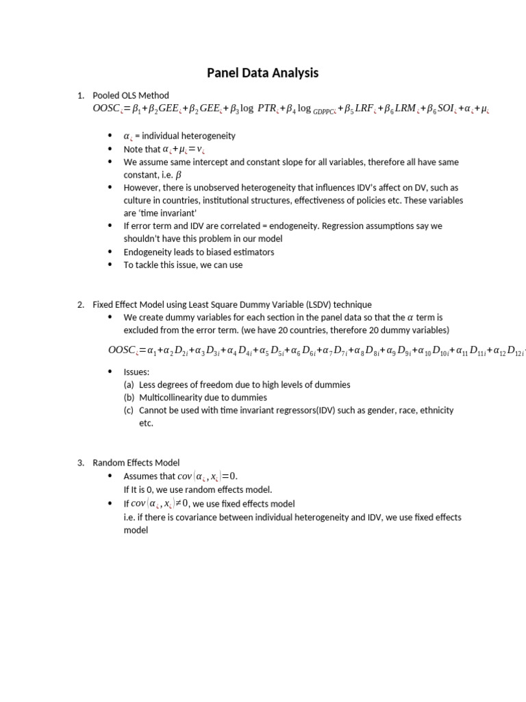 Panel Data Analysis Techniques | PDF | Teaching Mathematics ...