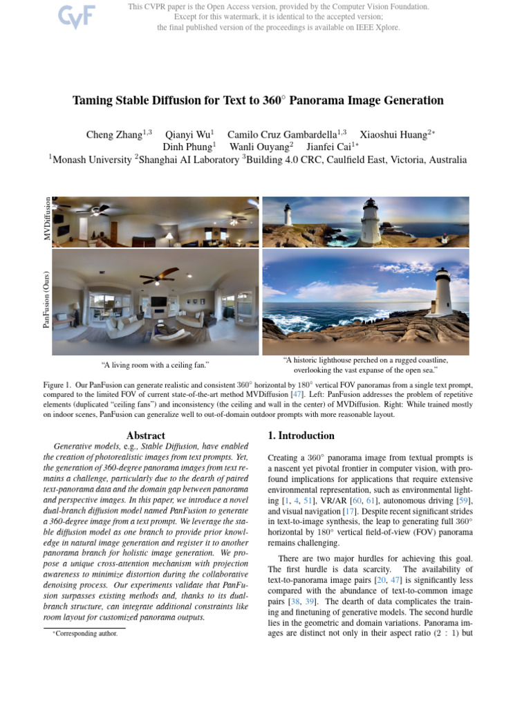 PanFusion: Text to 360° Panorama Generation | PDF