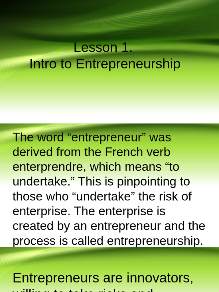 Entrep Lesson Intro | PDF | Entrepreneurship | Business