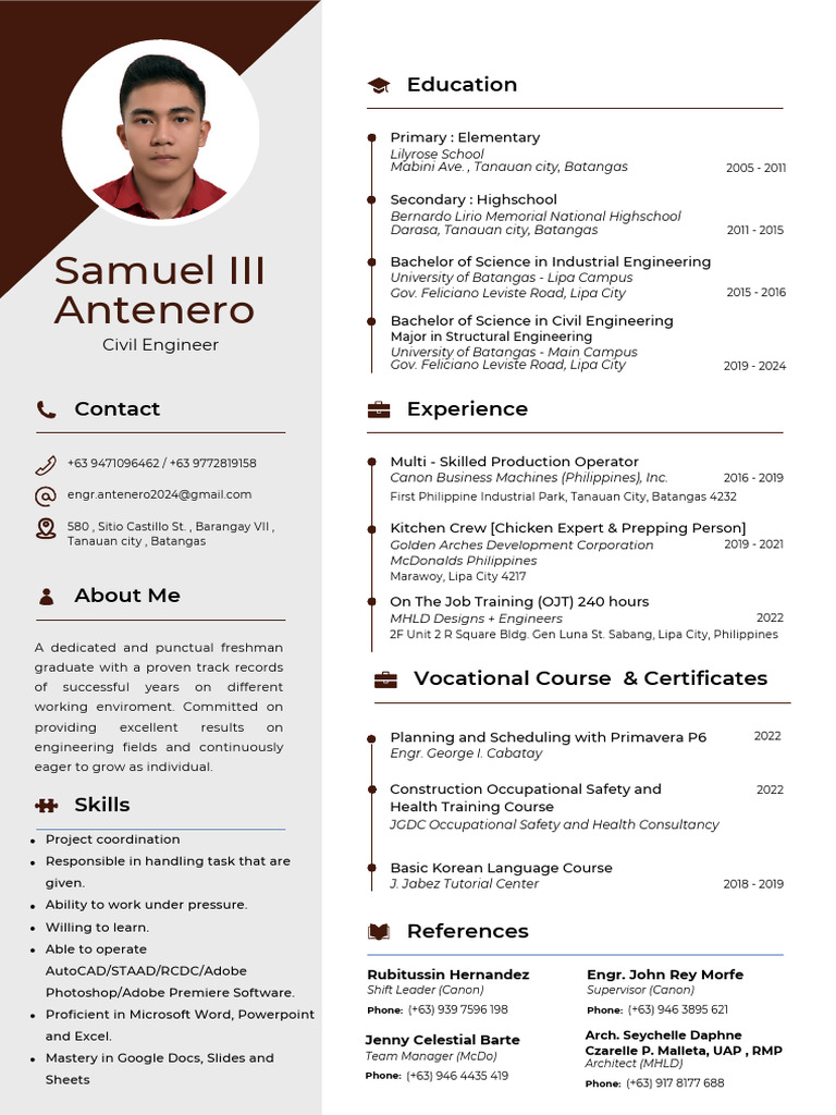 Samuel III Antenero's CV Summary | PDF