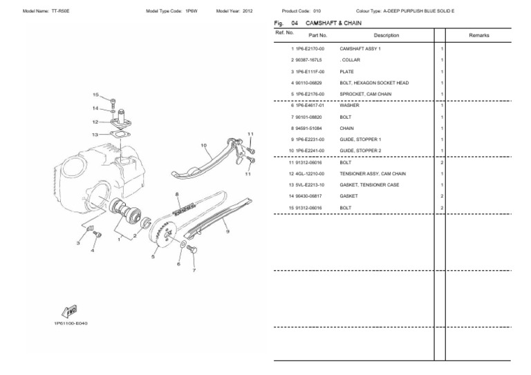Yamaha TT-R50E Camshaft Assembly Parts | PDF | Machines | Engines