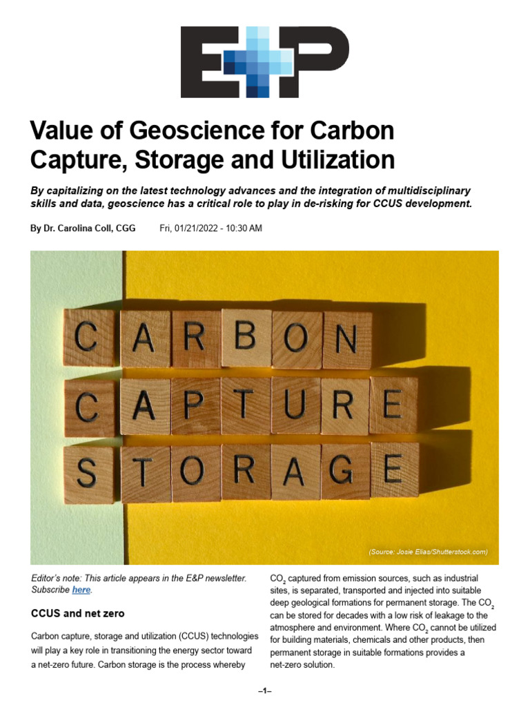 Geoscience's Role in Carbon Capture | PDF | Carbon Capture And Storage ...