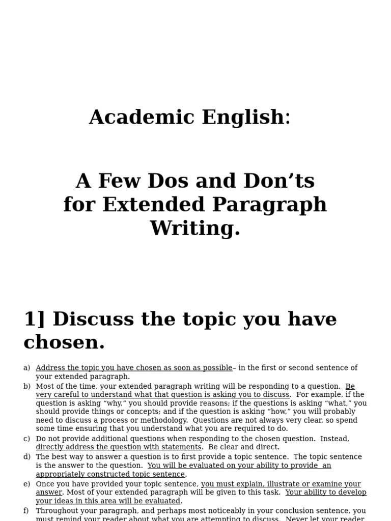 Extended Paragraph Writing Guidelines | PDF | Question | Cognition
