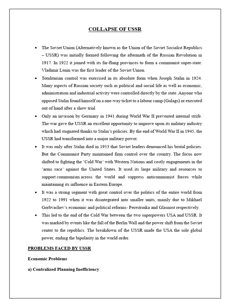 Collapse of Ussr | PDF | World Politics | Soviet Union