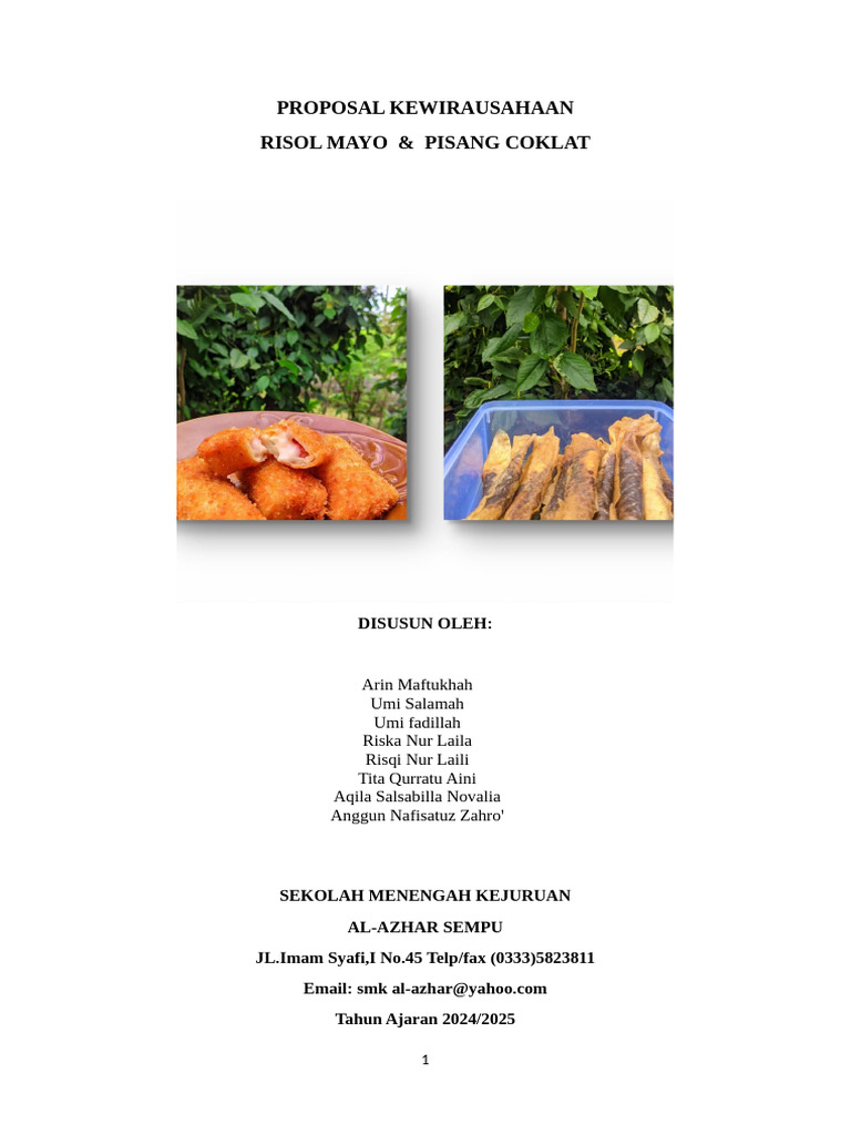Proposal Usaha Risol Mayo dan Pisang Coklat | PDF