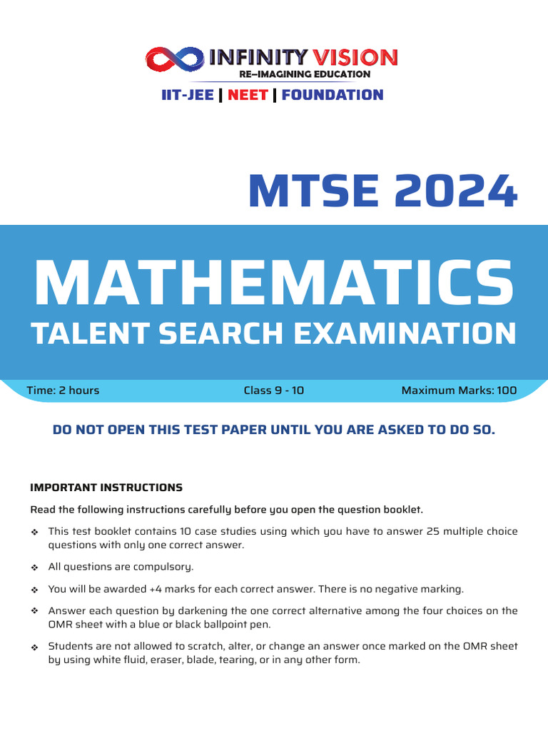 MTSE 2024 Mathematics Exam Instructions | PDF | Mathematics
