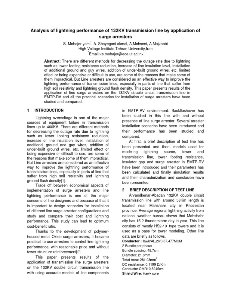 Lightning Performance of 132KV Lines | PDF | Electric Power ...