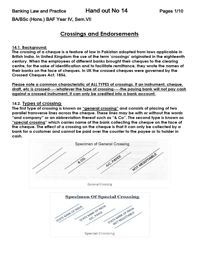 Understanding Cheque Crossings in Banking | PDF | Negotiable Instrument ...