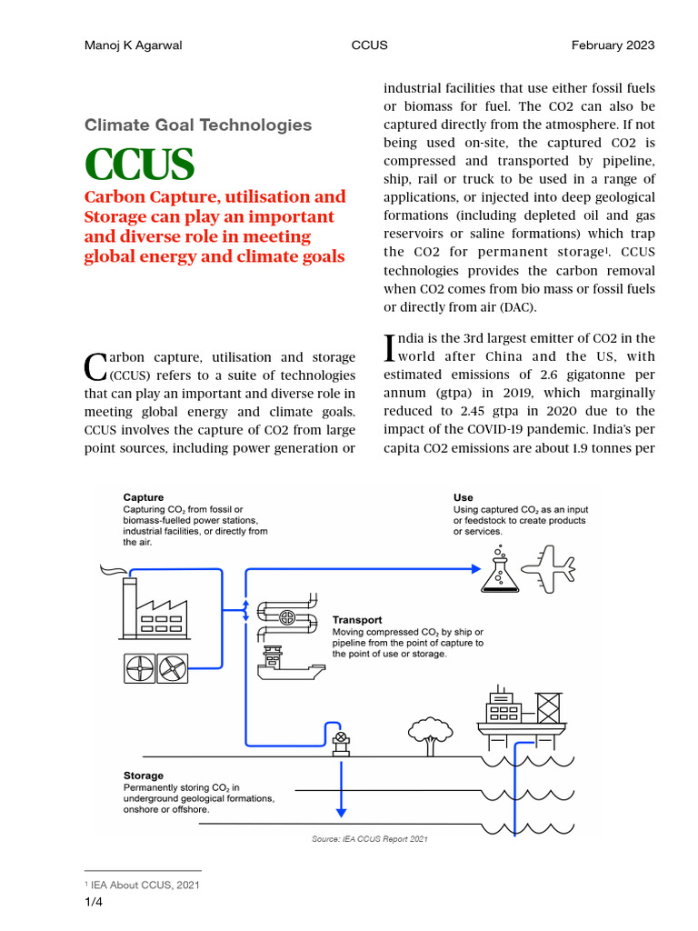 CCUS: Key to India's Climate Goals | PDF | Carbon Capture And Storage ...