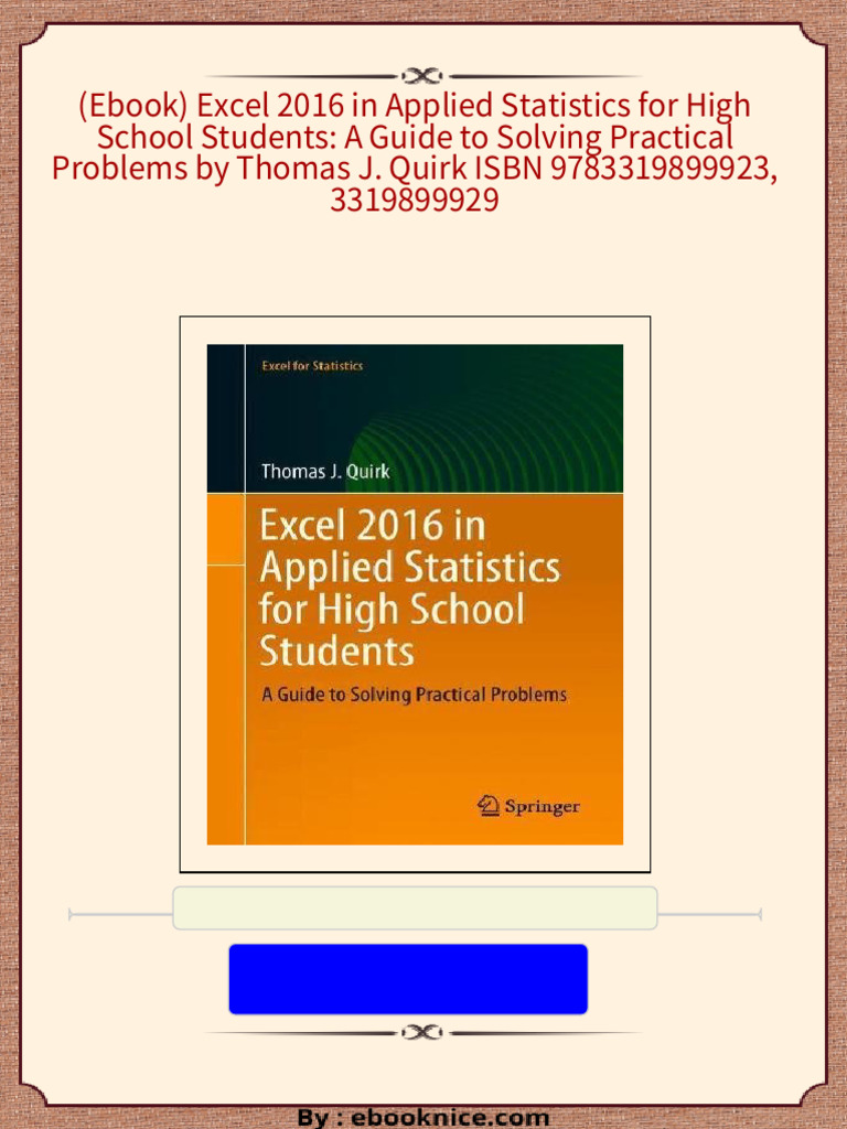 Complete download ebook excel 2016 in applied statistics for high