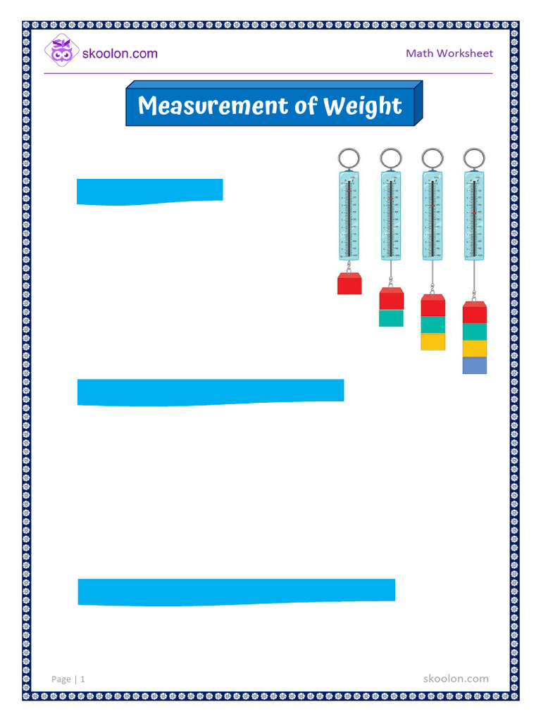 Weight Measurement Math Worksheet | PDF | Kilogram | Units Of Measurement