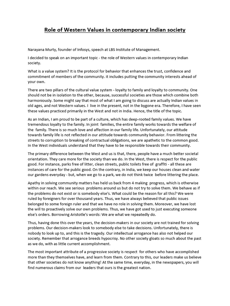 Western Values and Indian Progress | PDF | Social Psychology | Psychology