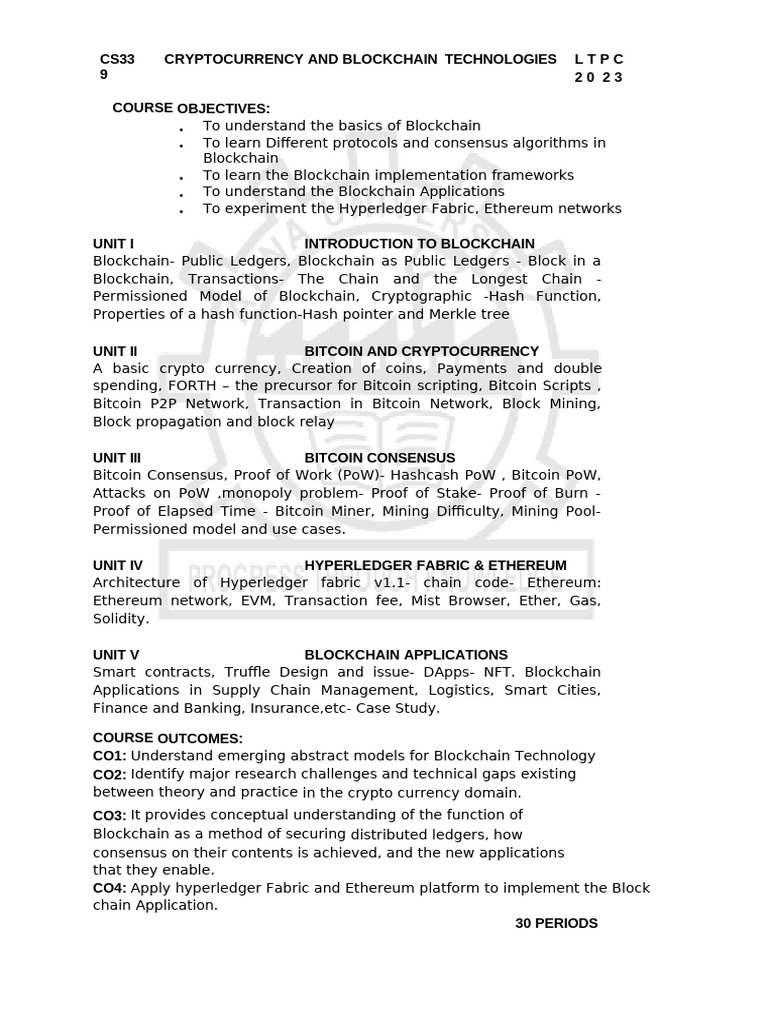 CS339 Blockchain Technologies Course | PDF | Bitcoin | Cryptocurrency