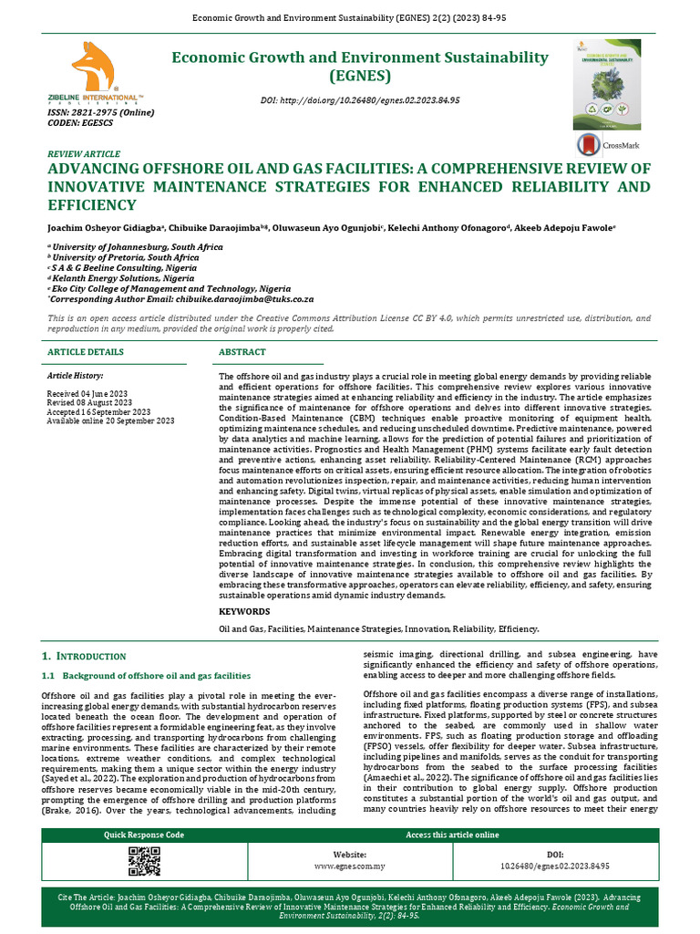 Advancing Offshore Oil and Gas Facilities A Compre | PDF | Reliability ...