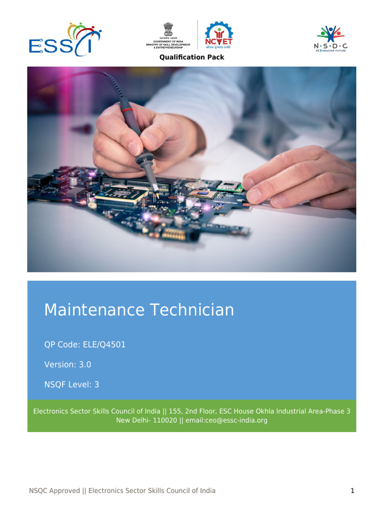 Maintenance Technician - ELE - Q4501 - v3.0 | PDF | Personal Protective ...