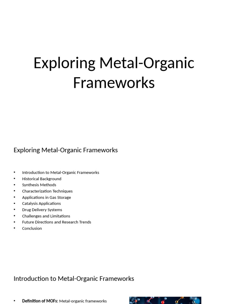 Exploring Metal-Organic Frameworks | PDF | Catalysis | Chemical Substances