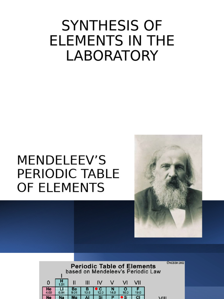 Laboratory Synthesis of Elements | PDF