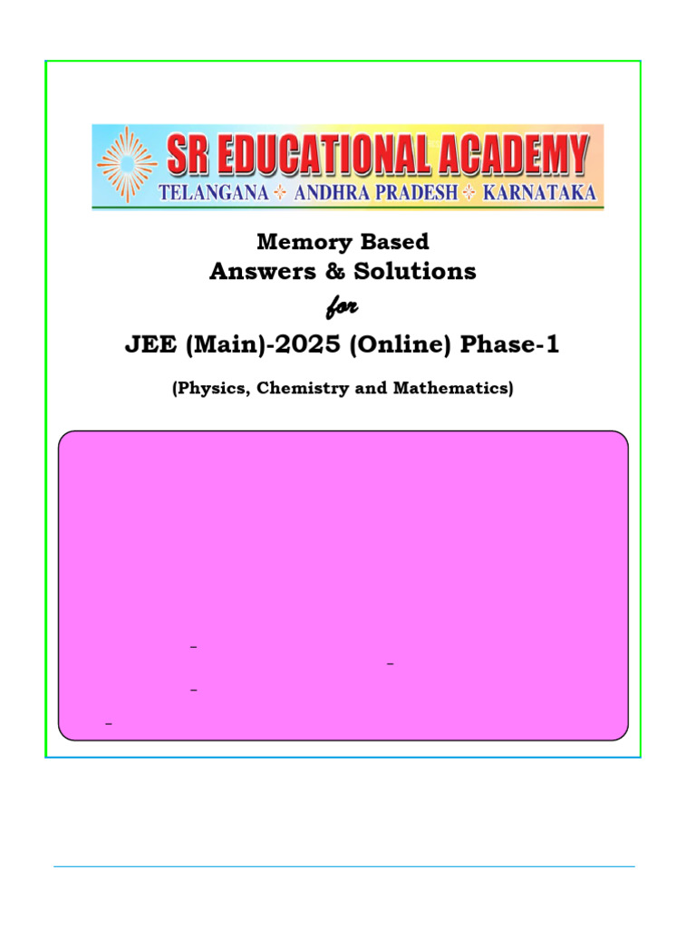 Answers and Solutions JEE Main 2025 PH 1-22-01 2025 Mor | PDF ...