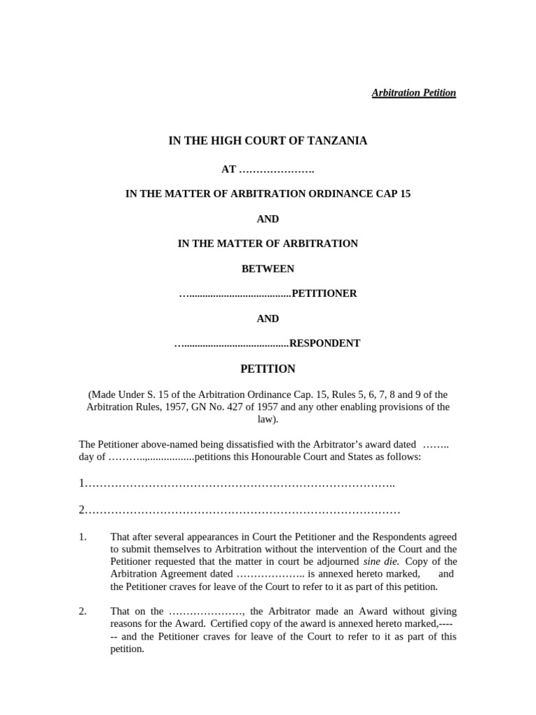 Arbitration Petition | PDF | Justice | Crime & Violence