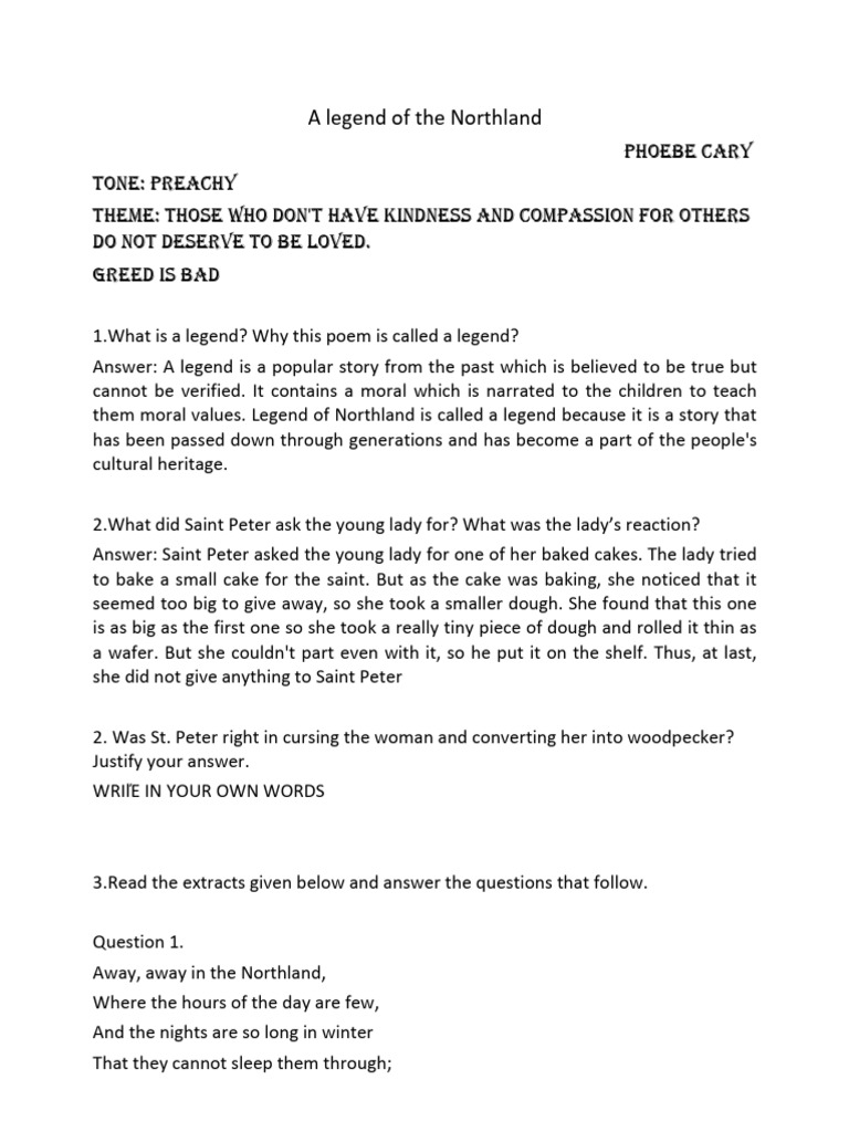 A Legend of The Northland Notes | PDF