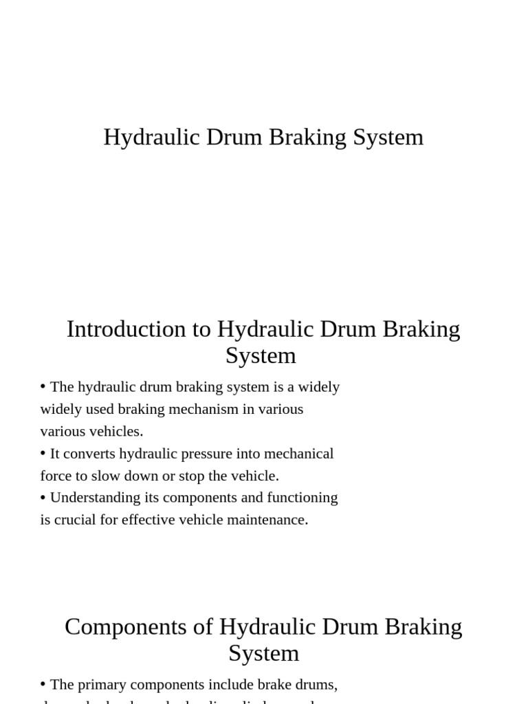 Hydraulic Drum Braking System | PDF | Brake | Vehicles