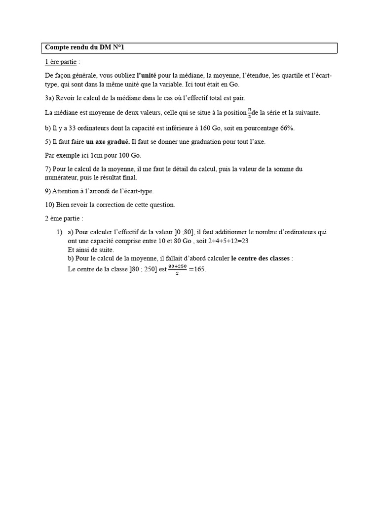 Calculs Statistiques pour DM N°1 | PDF