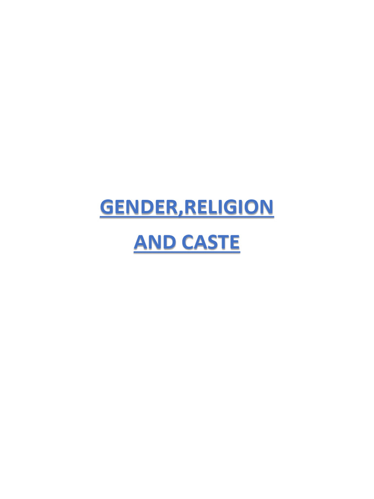 Gender, Religion and Caste | PDF | Discrimination | Gender Studies