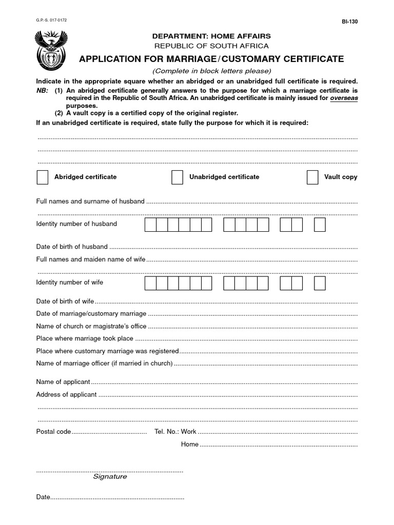 Application for Marriage Certificate | PDF | Intimate Relationships ...