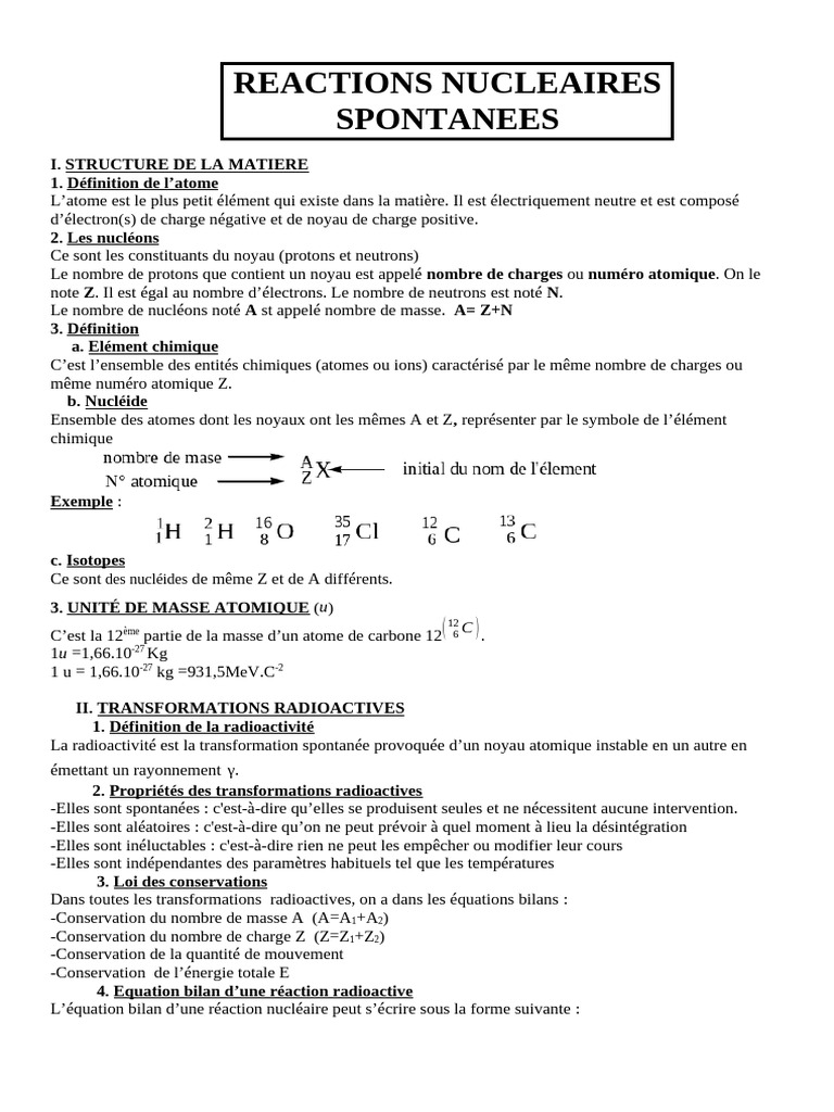 Structure de la matière et radioactivité | PDF | Noyau atomique ...