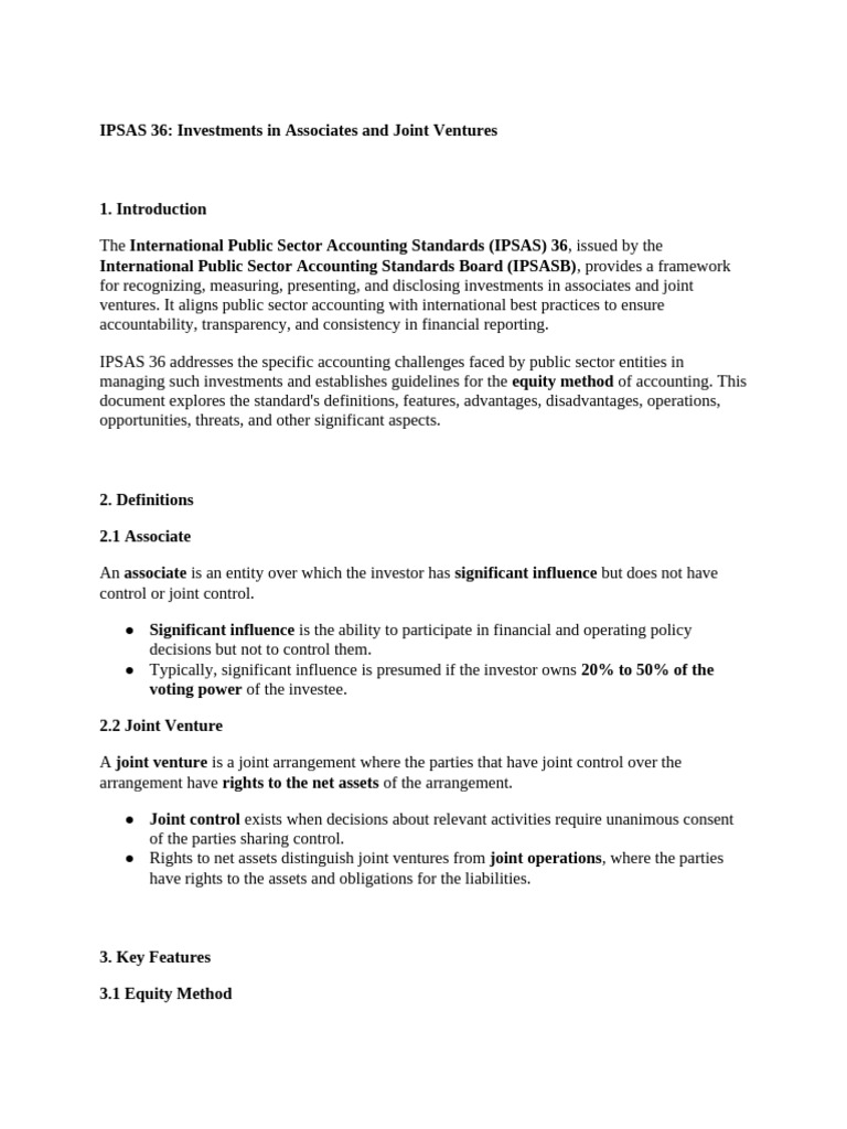 IPSAS 36: Accounting for Investments | PDF | Investing | Joint Venture