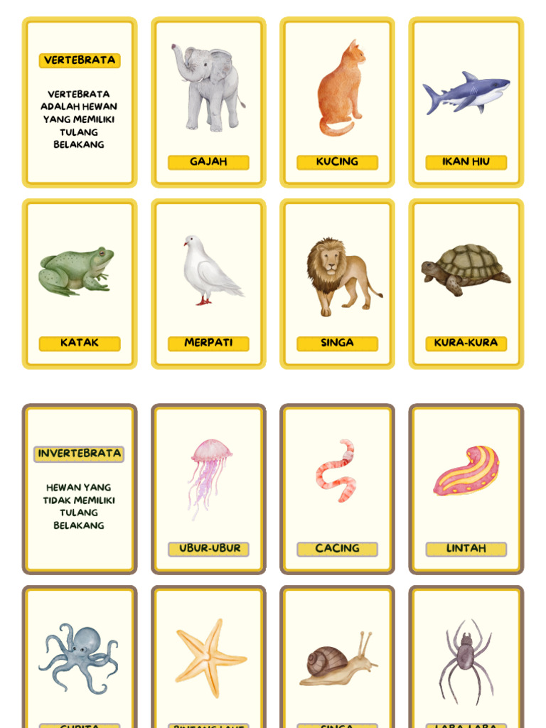 Vertebrata dan Invertebrata: Contoh Hewan | PDF