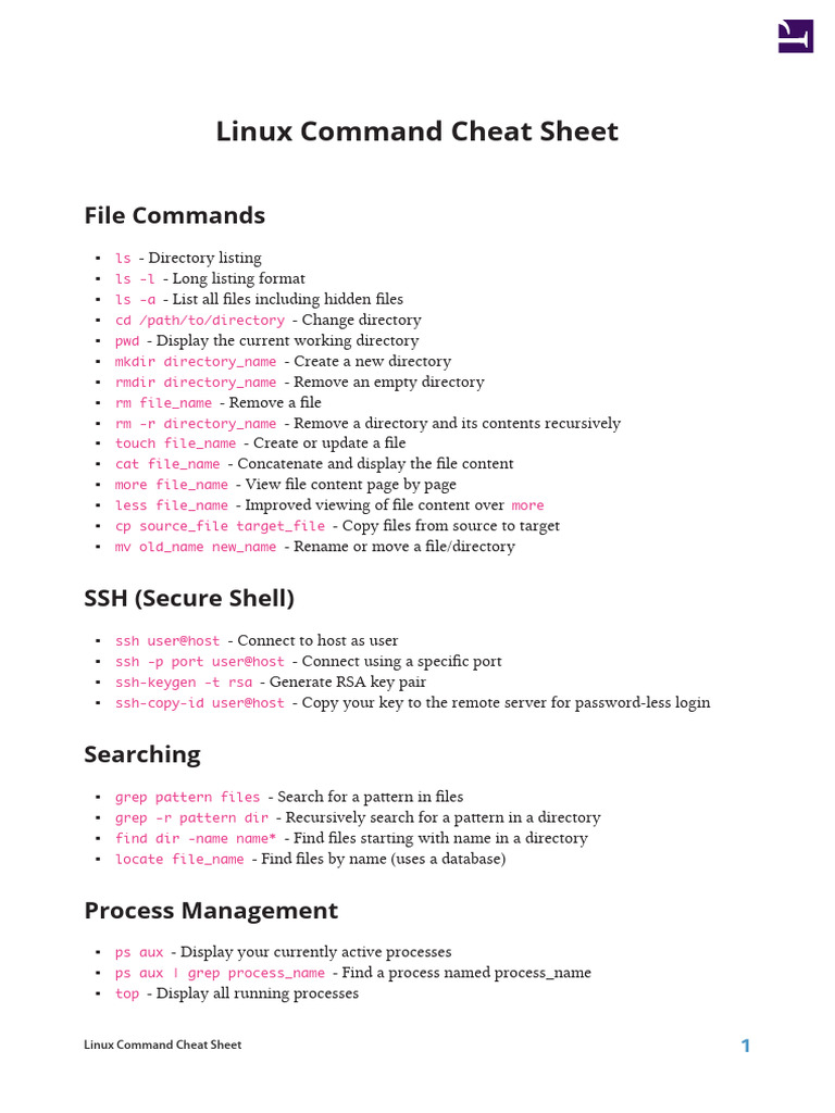 Linux Command CheatSheet | PDF | Filename | Computer File
