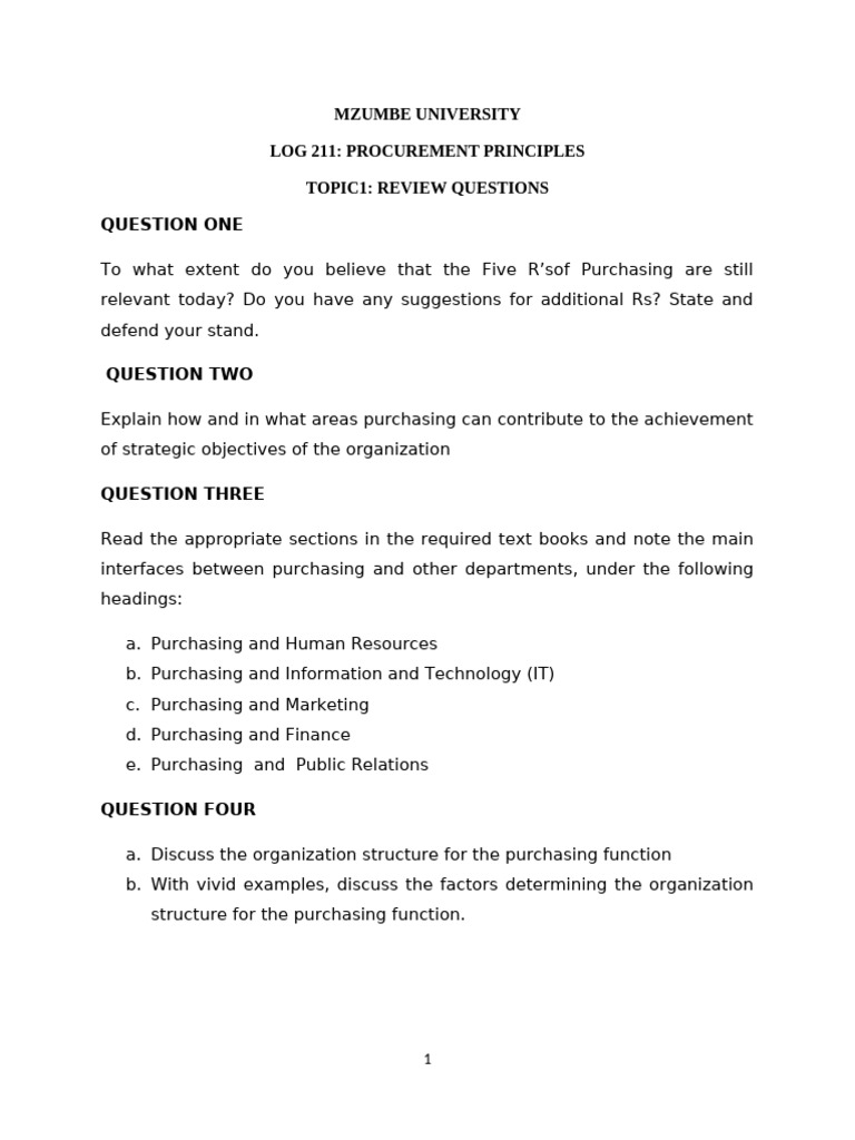 REVIEW QUESTIONS TOPIC | PDF