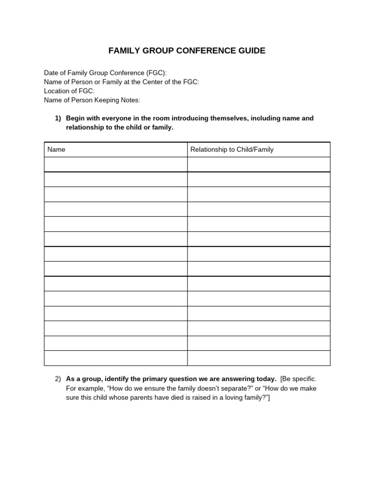Family Group Conference Planning Guide | PDF | Social Psychology | Family