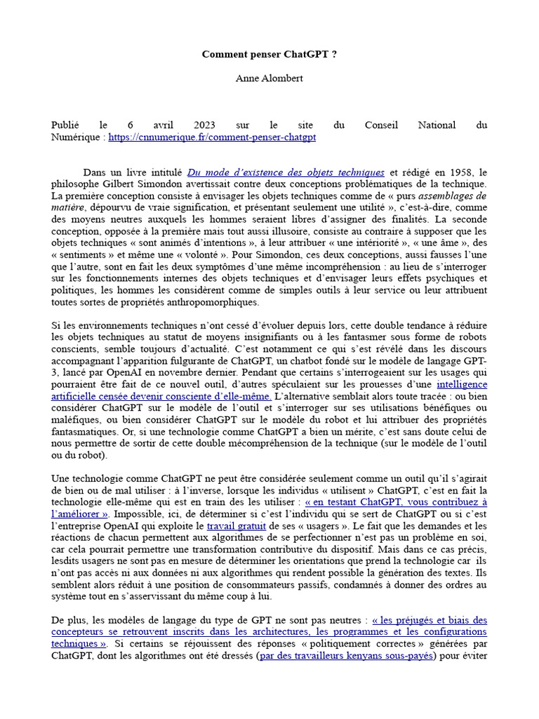 Comprendre ChatGPT et ses implications | PDF | Intelligence | Théorie ...