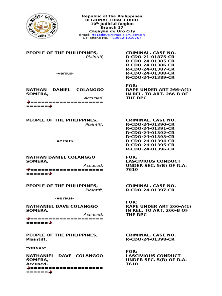 Criminal and Civil Cases in Cagayan de Oro | PDF | Lawsuit | Prosecutor
