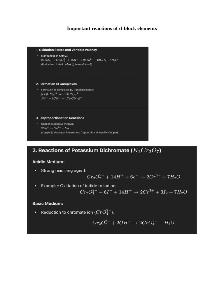 Dichromate Ion Tetrahedral Structure | PDF