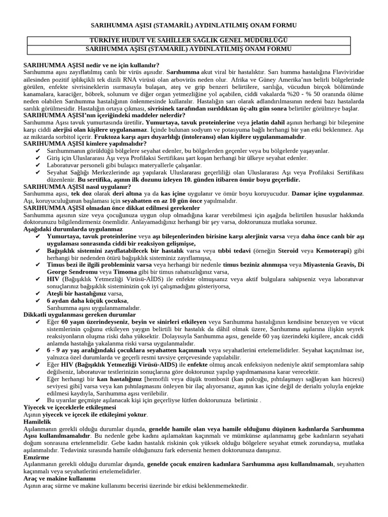 Sarı Humma Formu | PDF