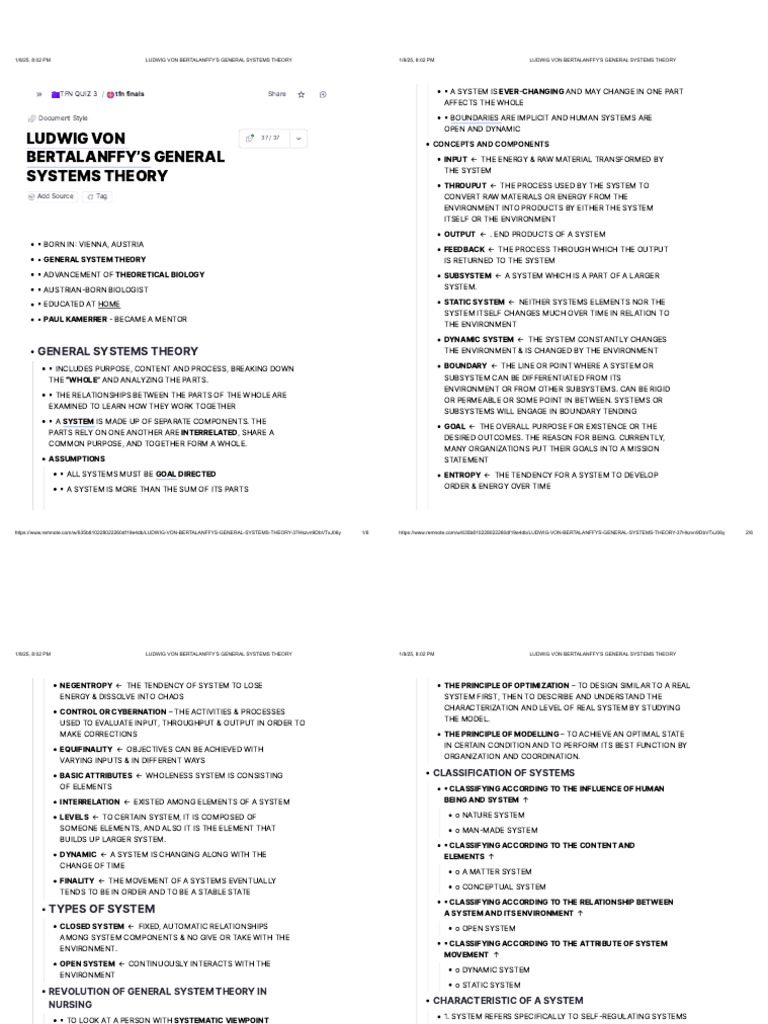 Ludwig Von Bertalanffy S General Systems Theory Pdf System