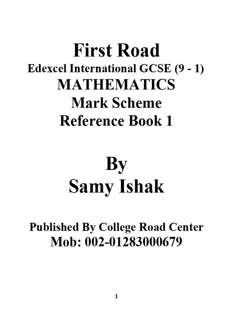 First Road: Mathematics Mark Scheme Reference Book 1 | PDF | Circle ...