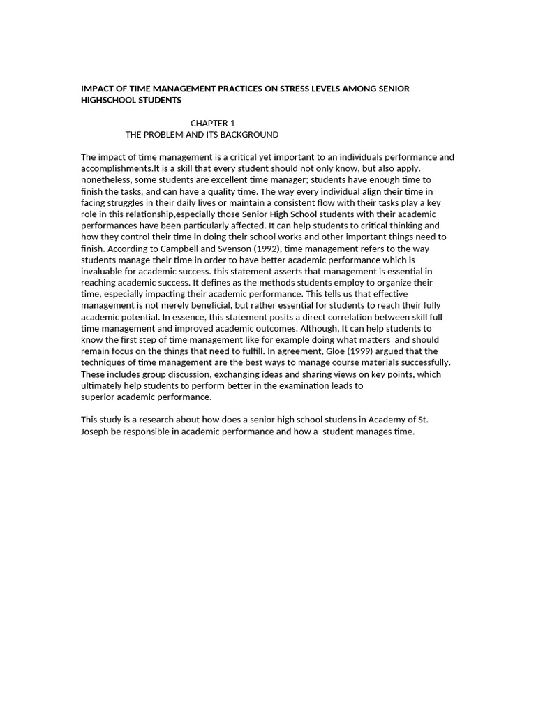 Time Management's Effect on Student Stress | PDF