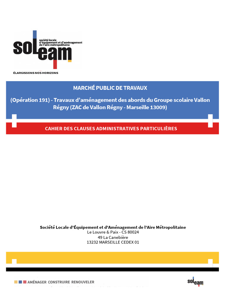 Cahier des Clauses Travaux Scolaires Marseille | PDF | Facture | Taxe ...