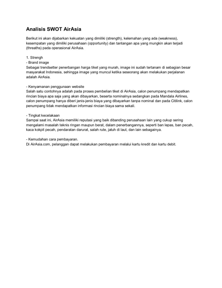 Analisis Swot Airasia 1 Pdf