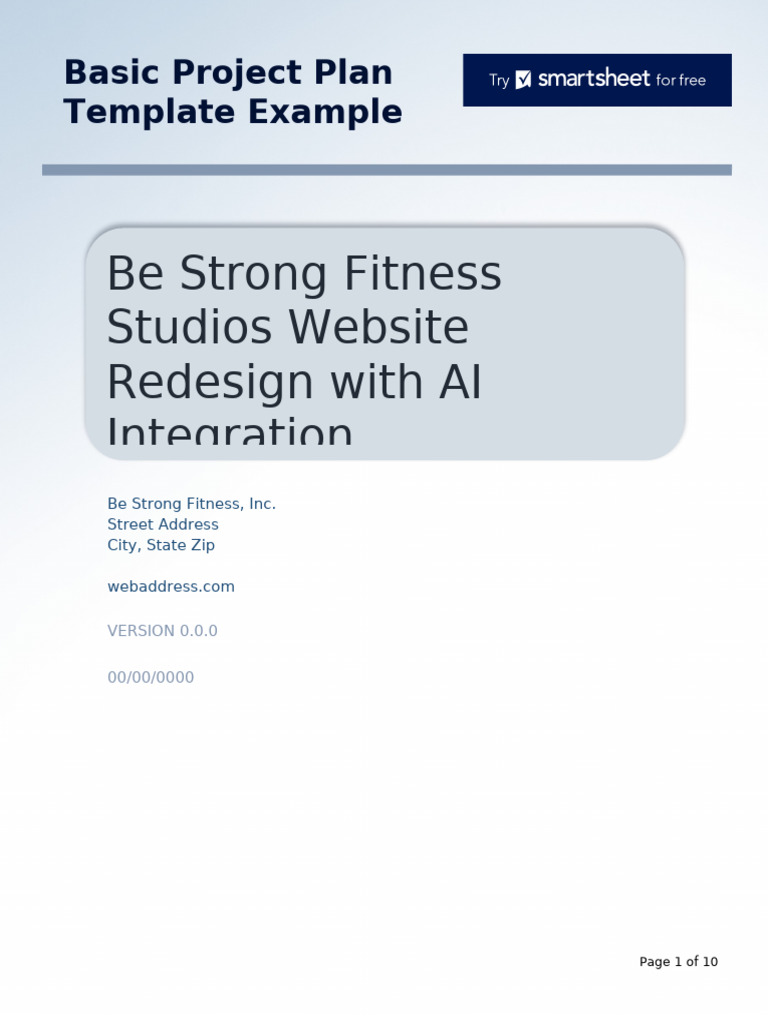 IC Basic Project Plan Template Example 12213 WORD PDF Artificial